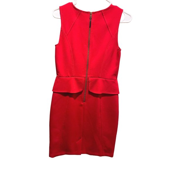 LOFT Women's Red Sheath Dress Size 2 Waist Flaps Peplum Sleeveless - Picture 2 of 5